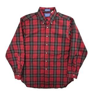 Vintage Sir Pendleton Wool Button Up Shirt Adult Large Cluny Red Tartan